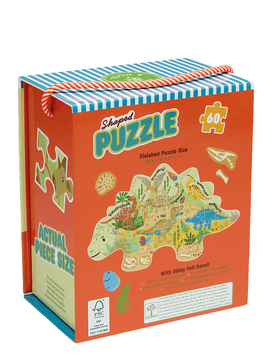 Floss & Rock - Shaped Puzzle 60 pcs. - Dino - green - 1