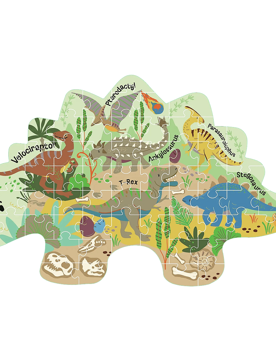 Floss & Rock - Shaped Puzzle 60 pcs. - Dino - klassische puzzles - green - 0