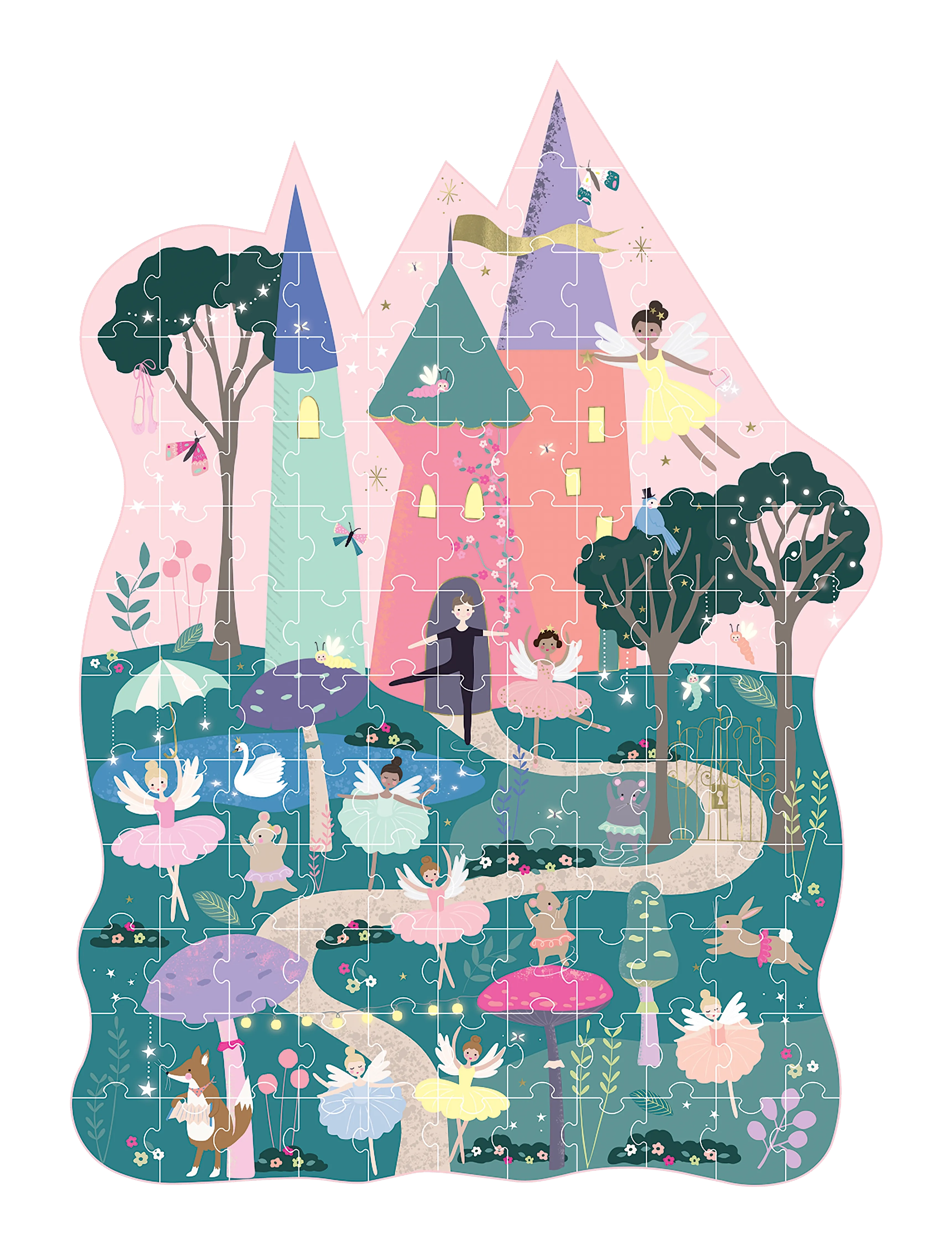 Floss & Rock - Shaped Puzzle 120 pcs. - Enchanted - klassische puzzles - purple - 0