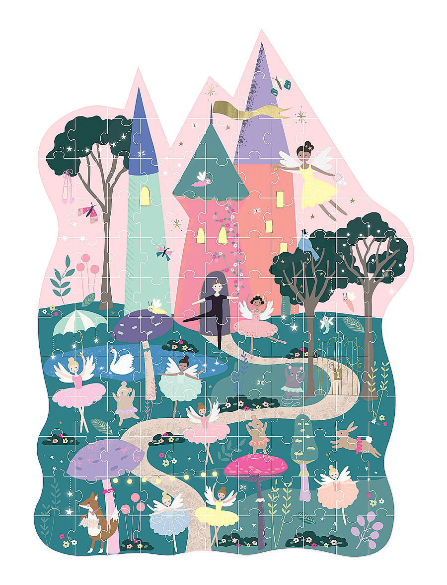 Floss & Rock - Shaped Puzzle 120 pcs. - Enchanted - klassische puzzles - purple - 0
