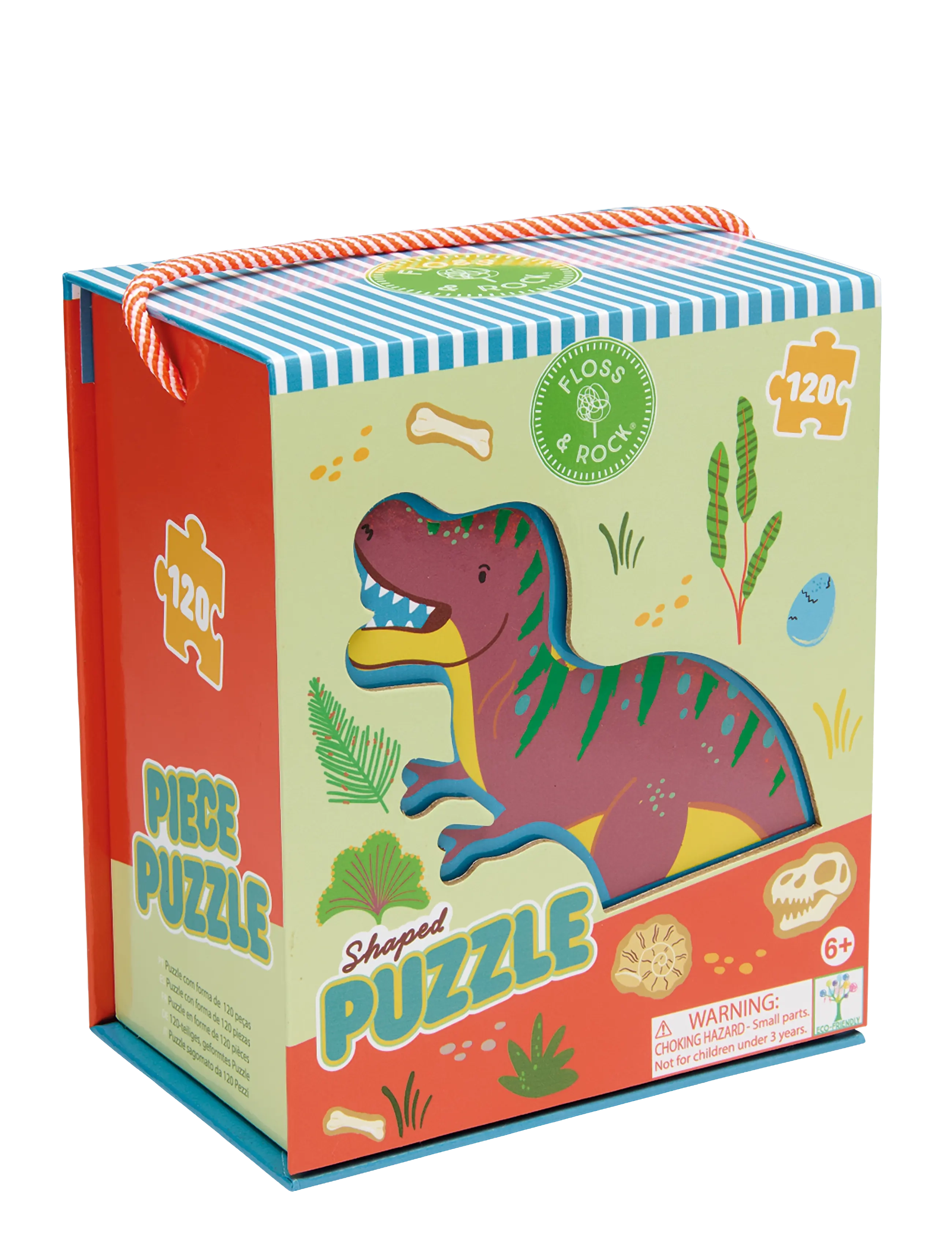 Floss & Rock Shaped Puzzle 120 pcs. - Dino - Classic puzzles - GREEN / green