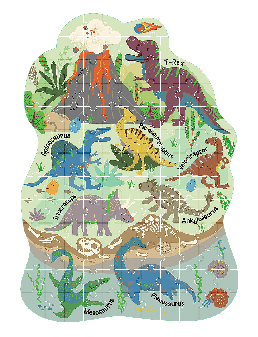 Floss & Rock - Shaped Puzzle 120 pcs. - Dino - classic puzzles - green - 0