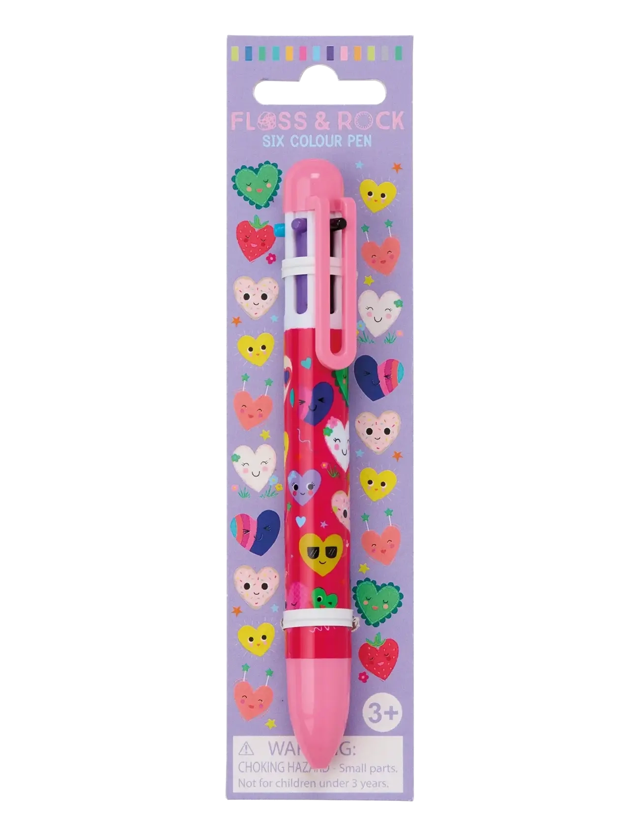 Floss & Rock Click Pen 6 Colour - Hearts - Kodutööde nurk - RED / multi