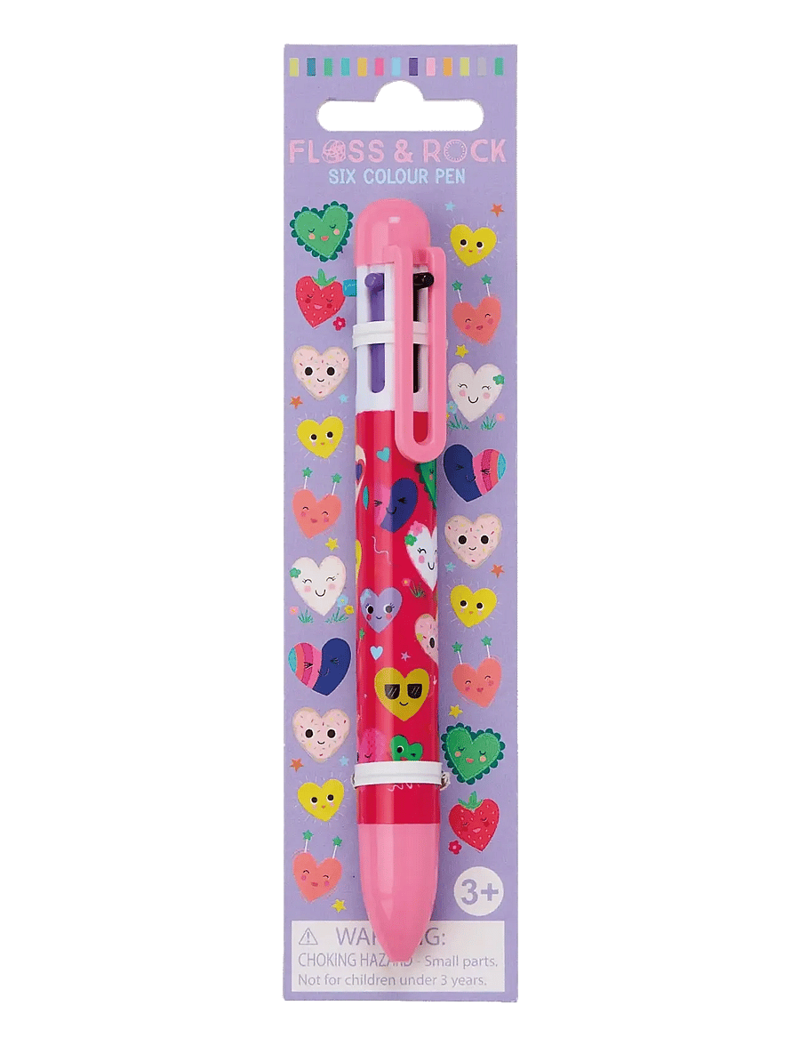 Floss & Rock - Click Pen 6 Colour - Hearts - bleistifte - red - 0