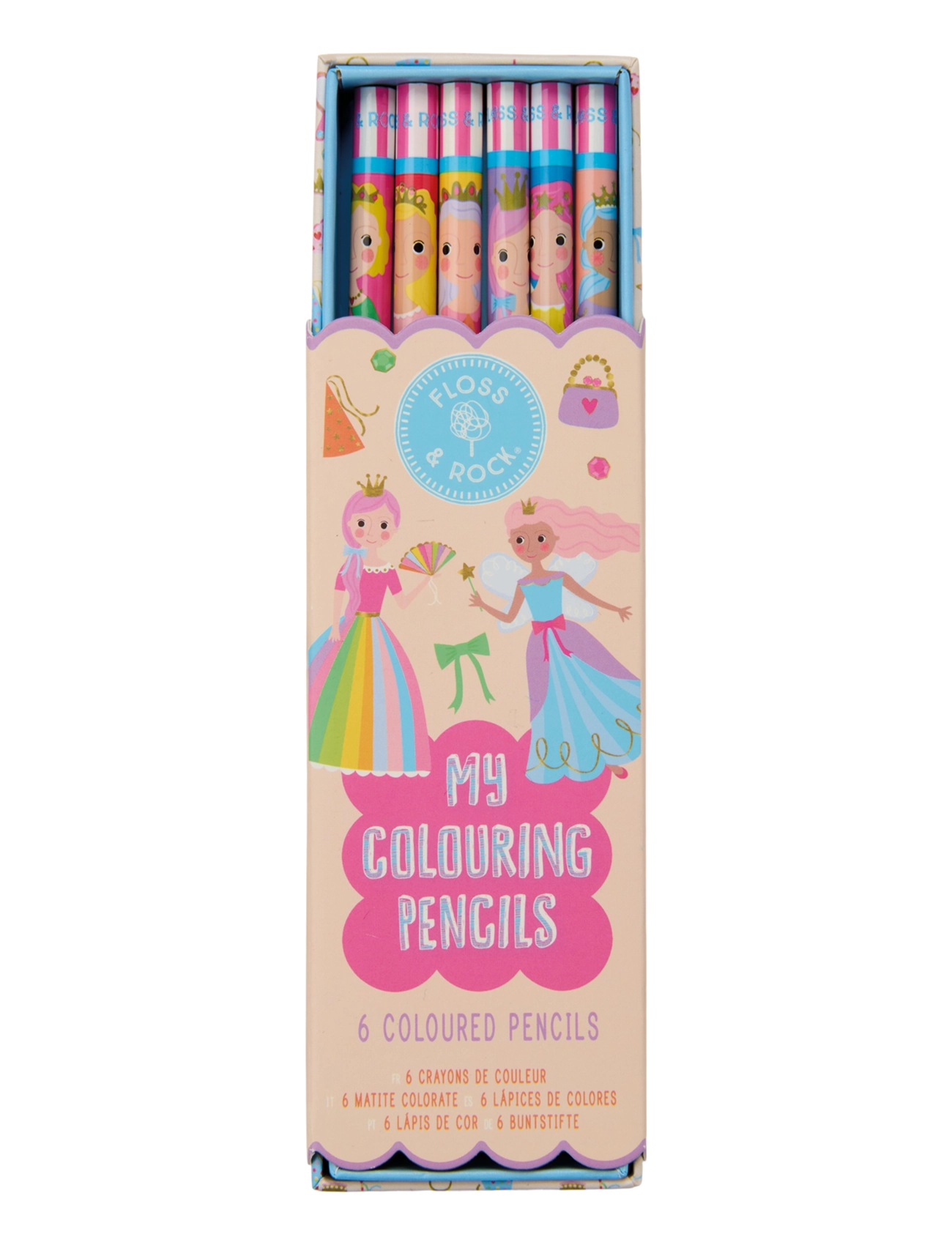 Floss & Rock Colouring Pencils 6 Pack - Princess - Zīmēšana - PINK / pink/rose