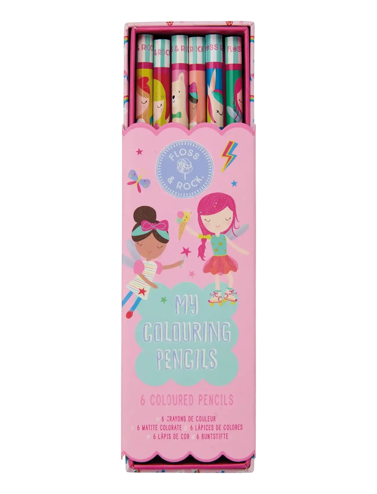 Floss & Rock Colouring Pencils 6 Pack - Rainbow Fairy - Kodutööde nurk - RAINBOW / pink/rose