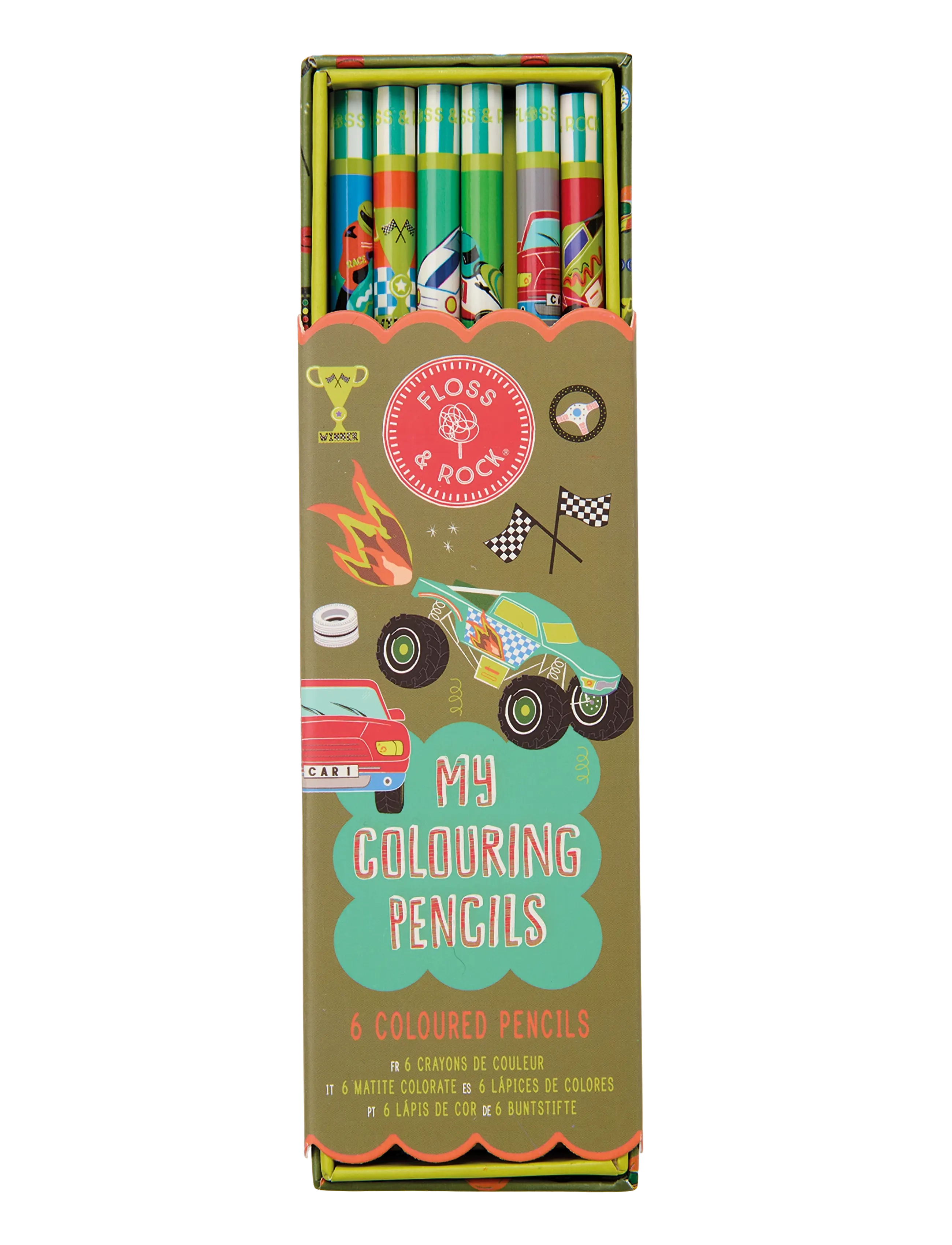 Floss & Rock Colouring Pencils 6 Pack - Cars - Über 50€ - RED / multi