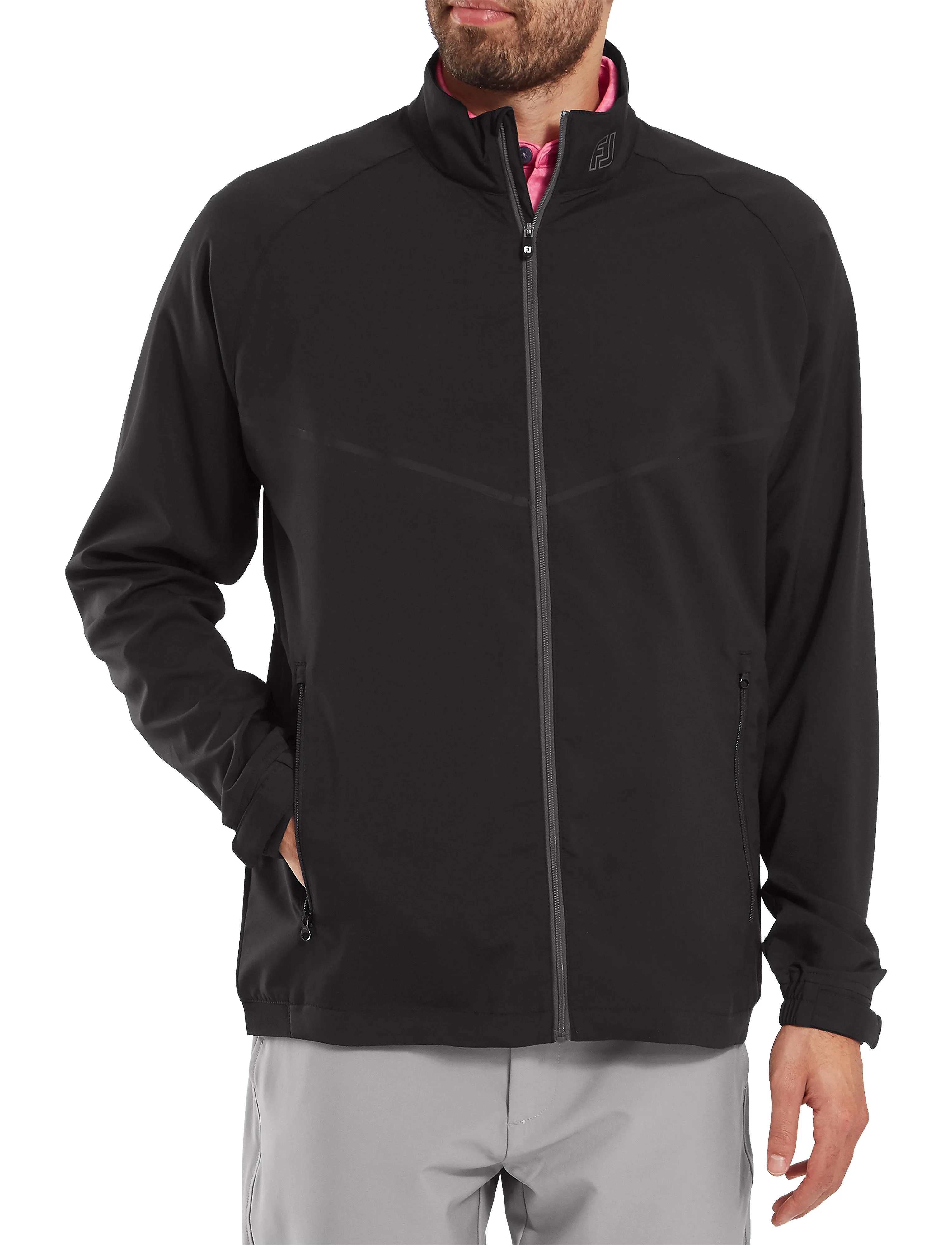 FootJoy Full-Zip Zephyr Windshirt, XL, Black, Sport Jackets > Sport Golf Jackets, Herre