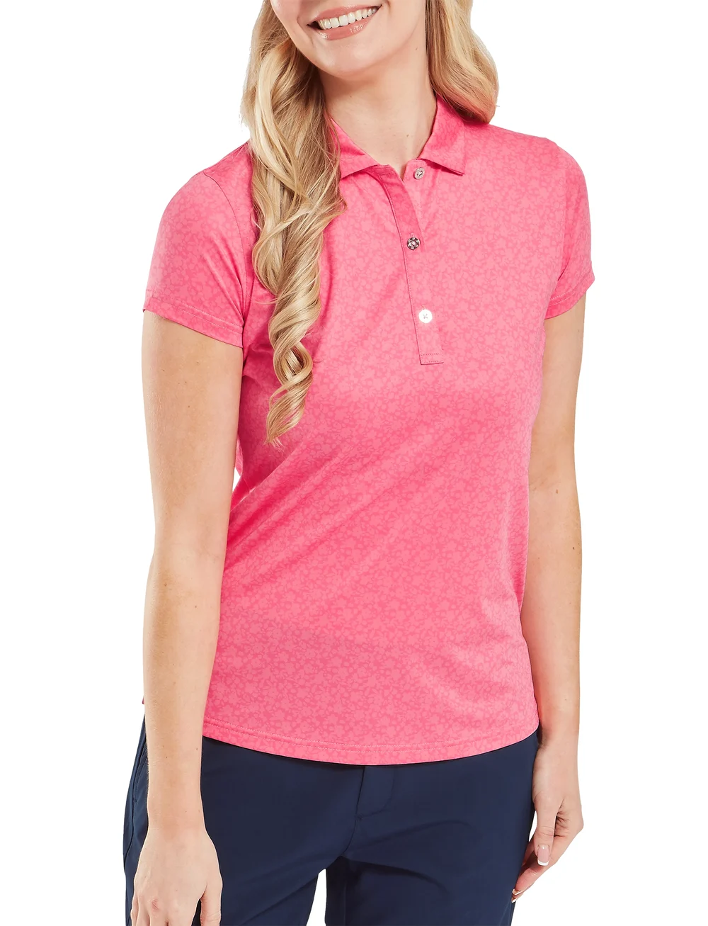 FootJoy - Painted Floral Cap Sleeve Lisle - t-shirts - pink - 0