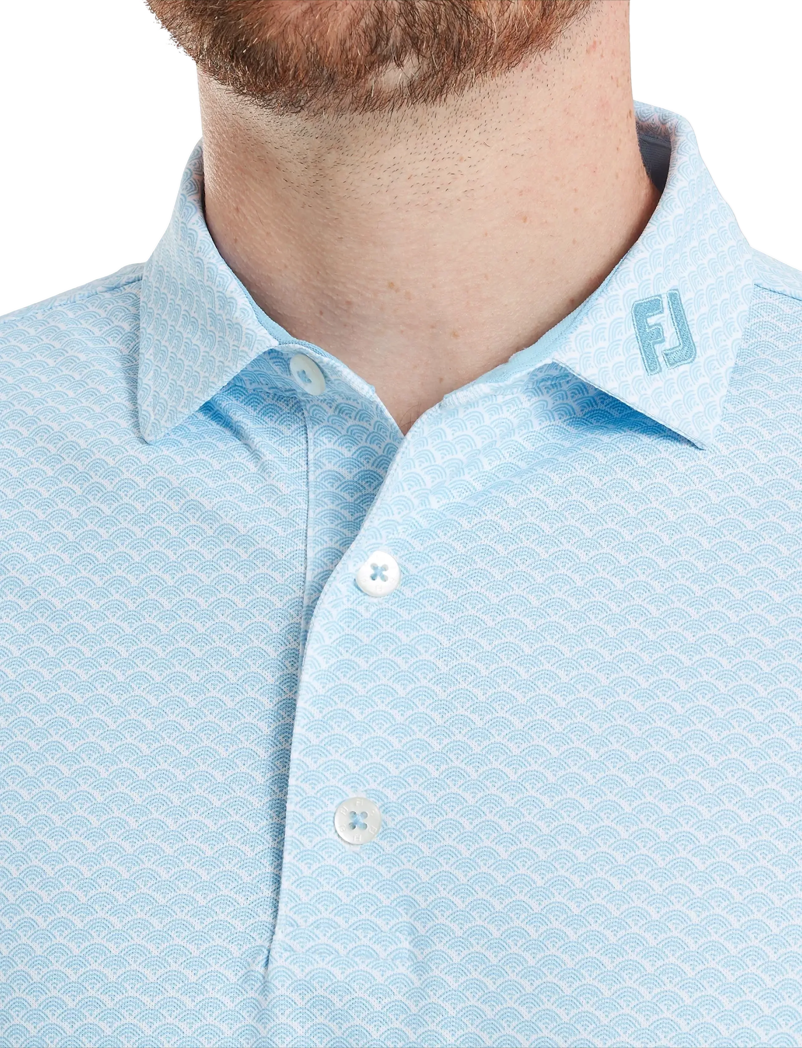 FootJoy - Scallop Geo Pique - toppar & t-shirts - blue reef - 4