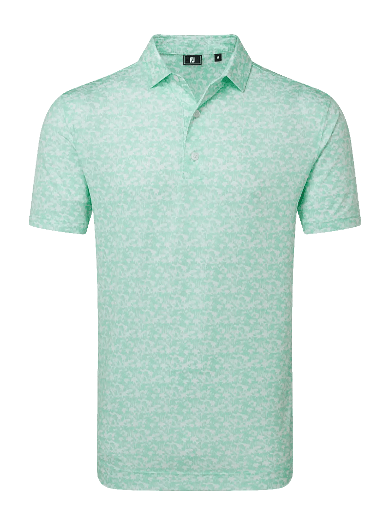 FootJoy - Hidden Palm Print Lisle - oberteile & t-shirts - sea glass / white - 1
