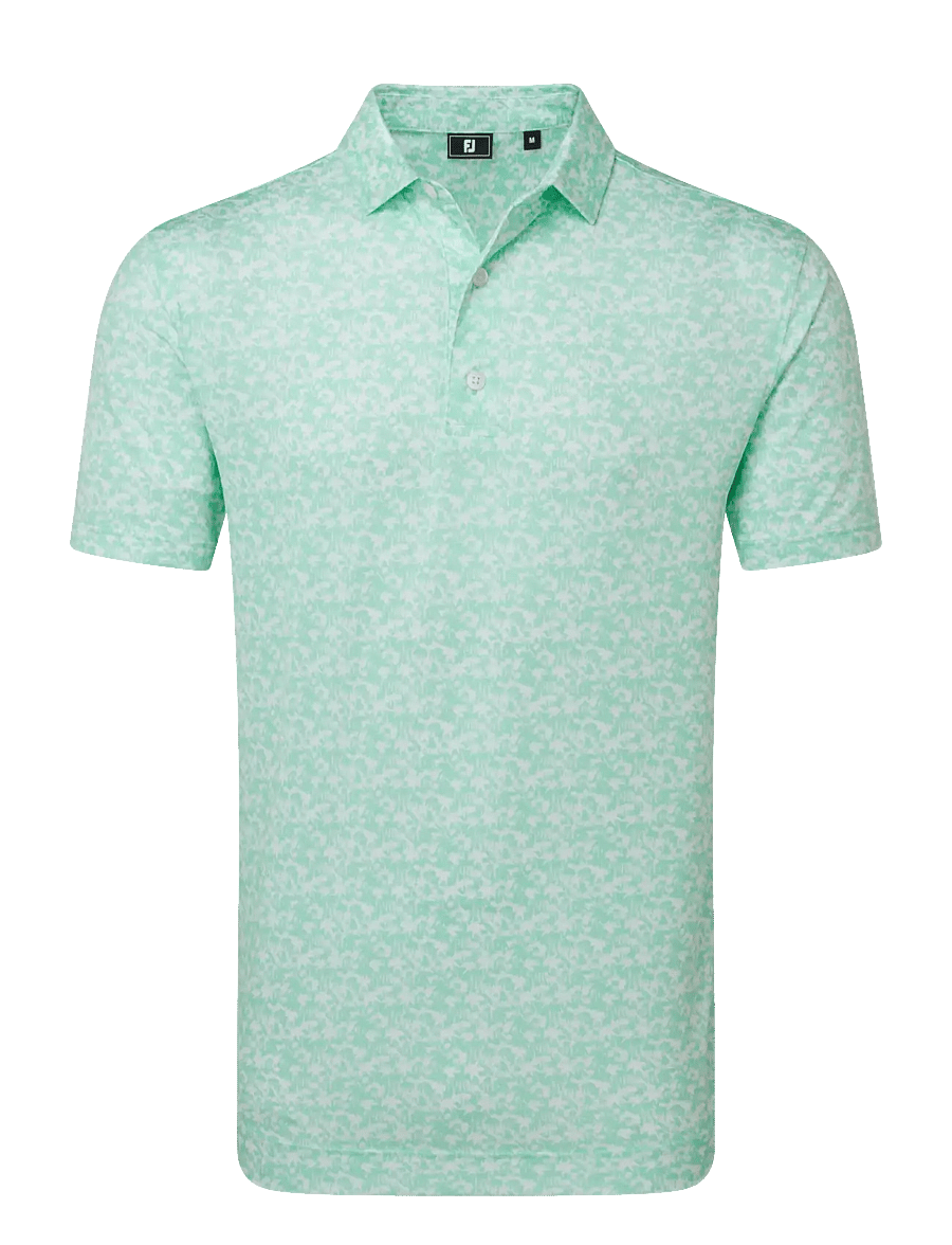 FootJoy - Hidden Palm Print Lisle - oberteile & t-shirts - sea glass / white - 1