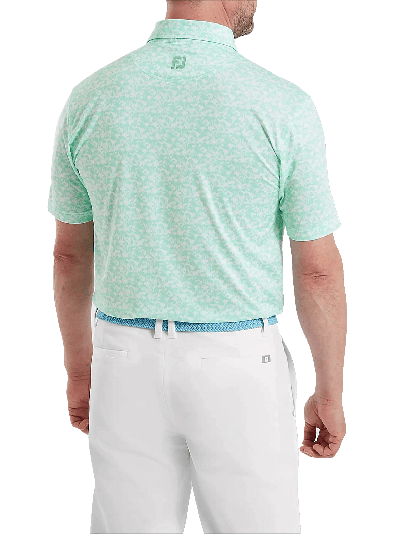 FootJoy - Hidden Palm Print Lisle - oberteile & t-shirts - sea glass / white - 3
