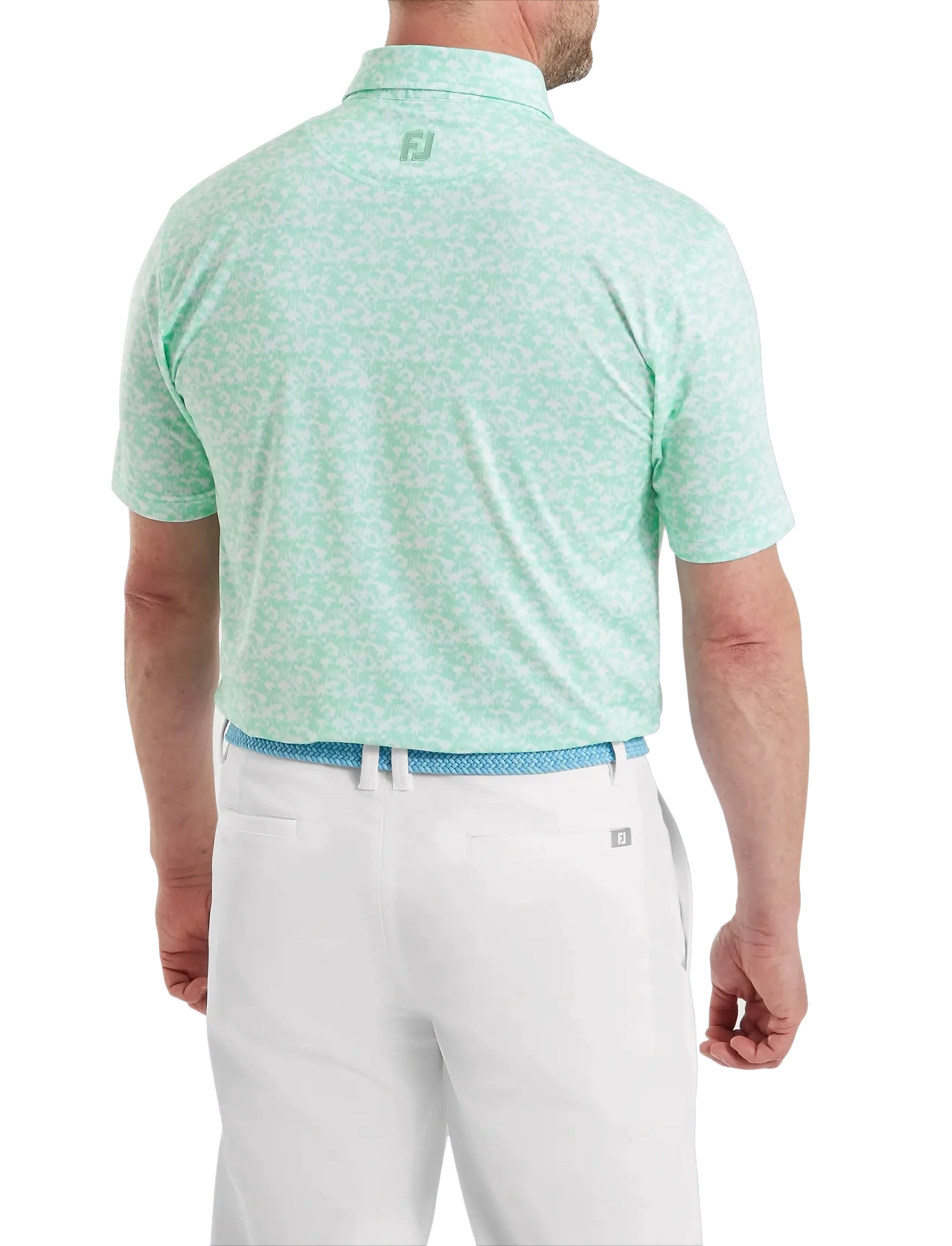 FootJoy - Hidden Palm Print Lisle - oberteile & t-shirts - sea glass / white - 3