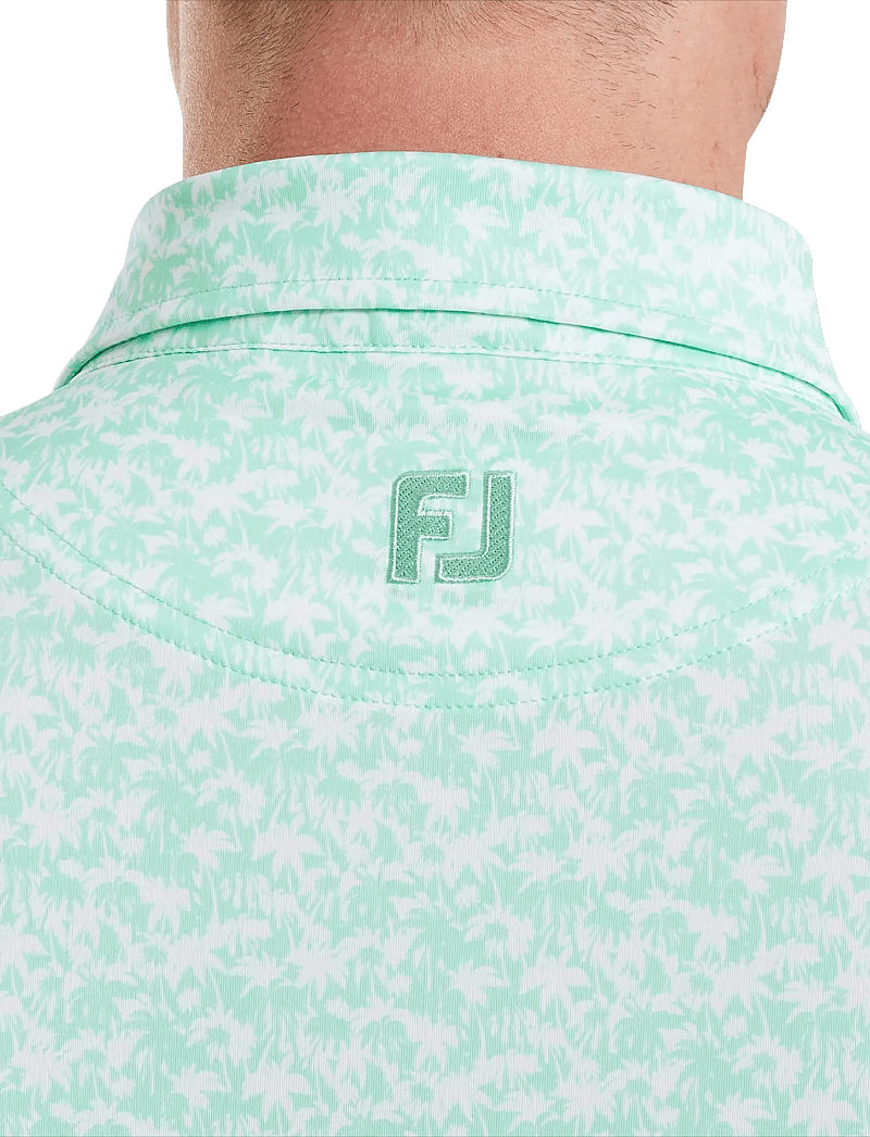 FootJoy - Hidden Palm Print Lisle - oberteile & t-shirts - sea glass / white - 4