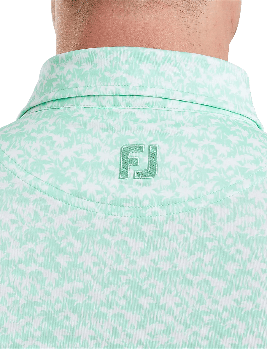 FootJoy - Hidden Palm Print Lisle - oberteile & t-shirts - sea glass / white - 4