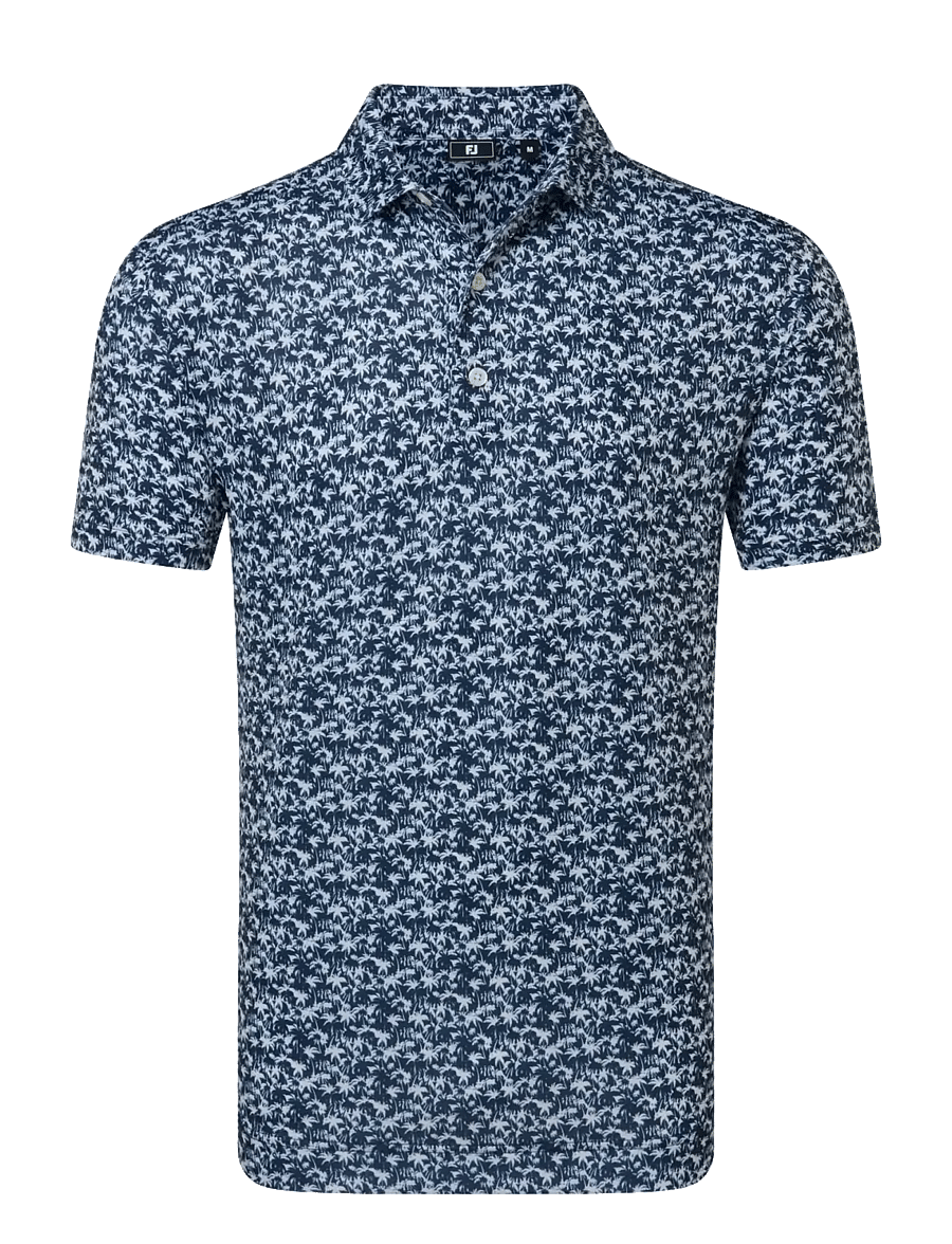 FootJoy - Hidden Palm Print Lisle - oberteile & t-shirts - navy / white - 1