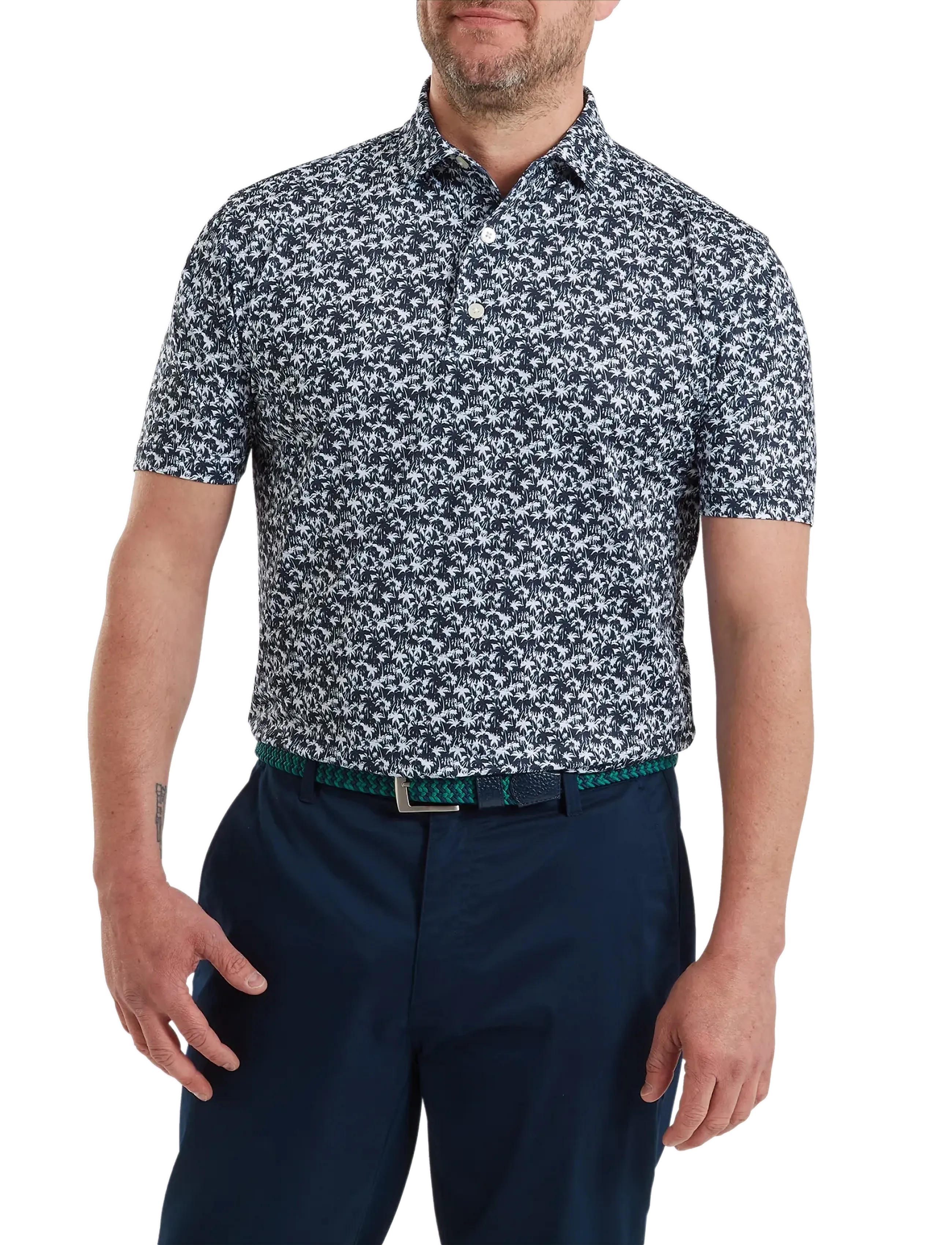 FootJoy Hidden Palm Print Lisle - Pikéer - NAVY / WHITE / navy