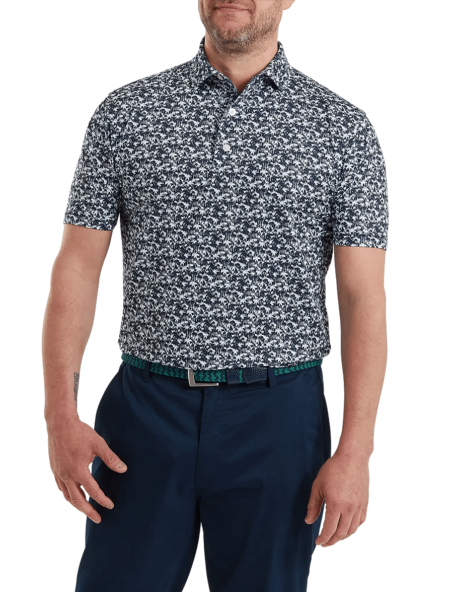 FootJoy - Hidden Palm Print Lisle - oberteile & t-shirts - navy / white - 0
