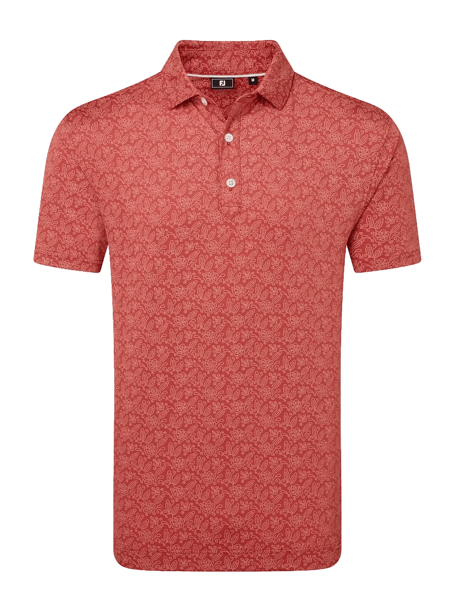 FootJoy - Wingtip Floral Lisle - toppar & t-shirts - nantucket red / white - 1