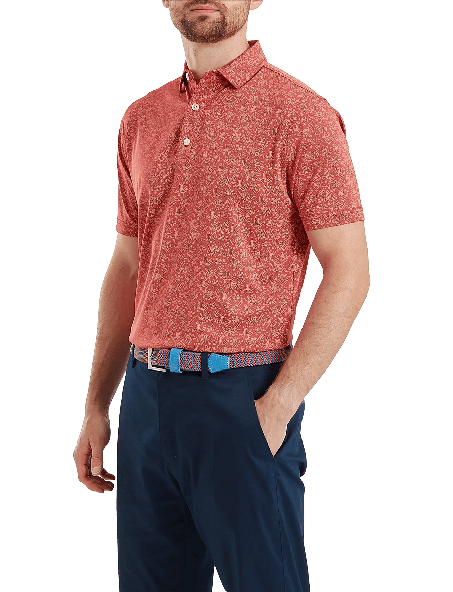 FootJoy - Wingtip Floral Lisle - toppar & t-shirts - nantucket red / white - 0