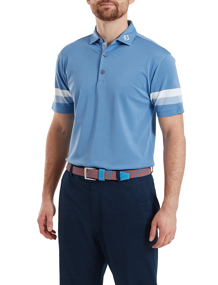 FootJoy - Sleeve Stripe Pique - oberteile & t-shirts - coastal blue / chambray / white - 0