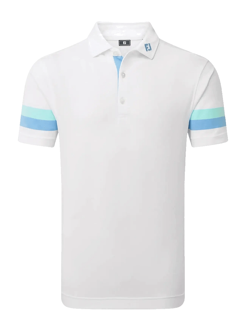FootJoy - Sleeve Stripe Pique - oberteile & t-shirts - white / blue reef / sea glass - 1