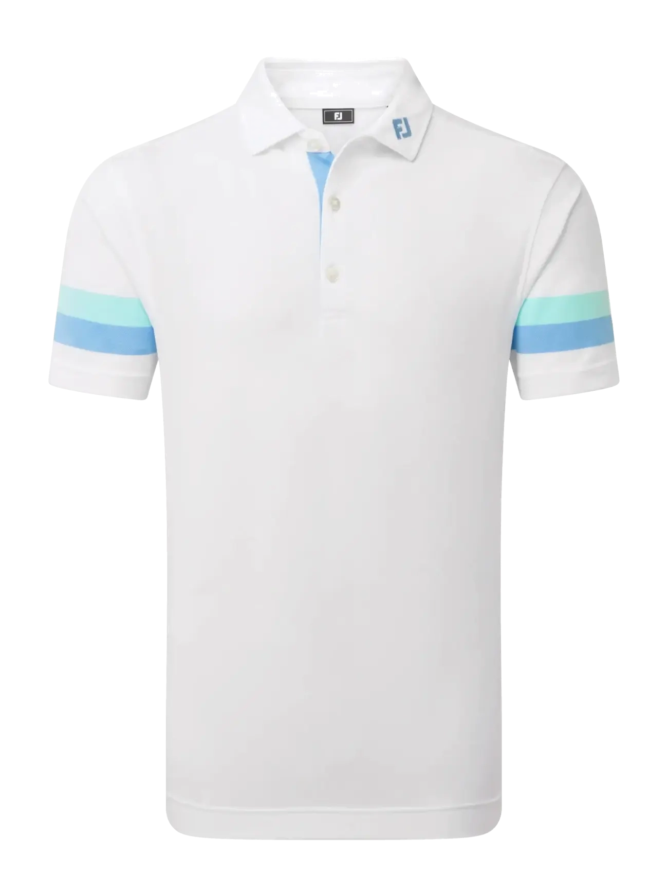 FootJoy Sleeve Stripe Pique - FootJoy - WHITE / BLUE REEF / SEA GLASS / white