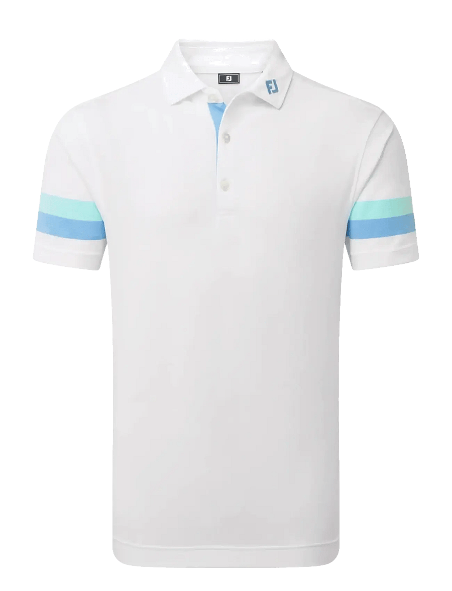 FootJoy - Sleeve Stripe Pique - oberteile & t-shirts - white / blue reef / sea glass - 1
