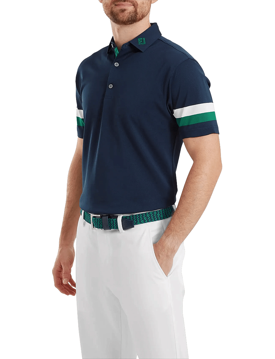 FootJoy - Sleeve Stripe Pique - oberteile & t-shirts - navy / field green / white - 0