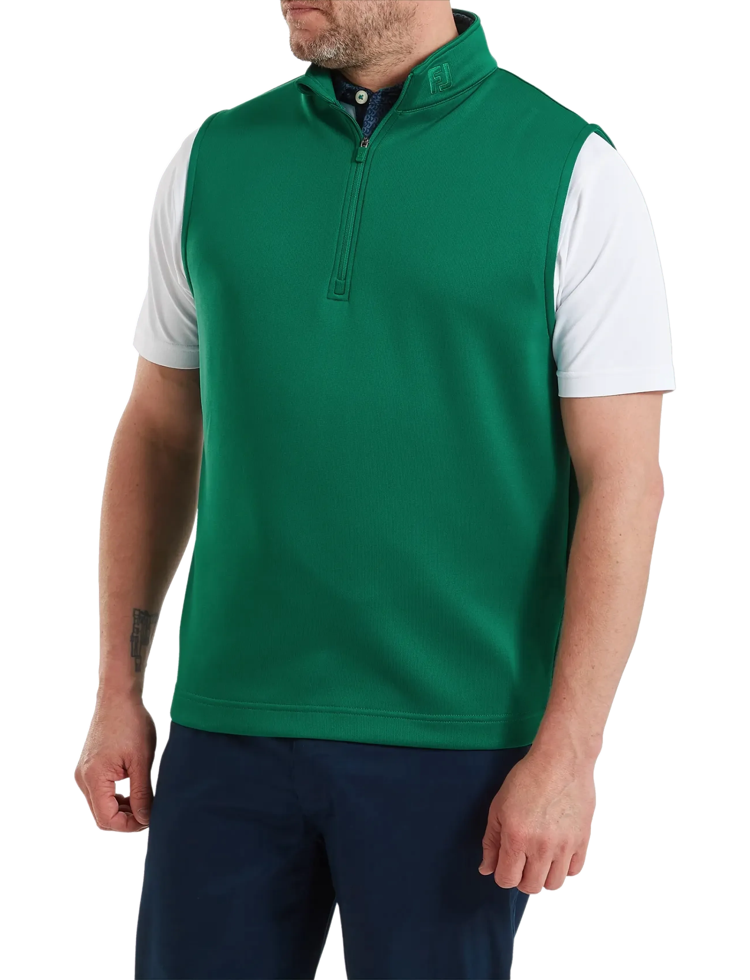 FootJoy Half-Zip Vest, Mænd, Halv Lynlås Vest, Grøn, Str: L