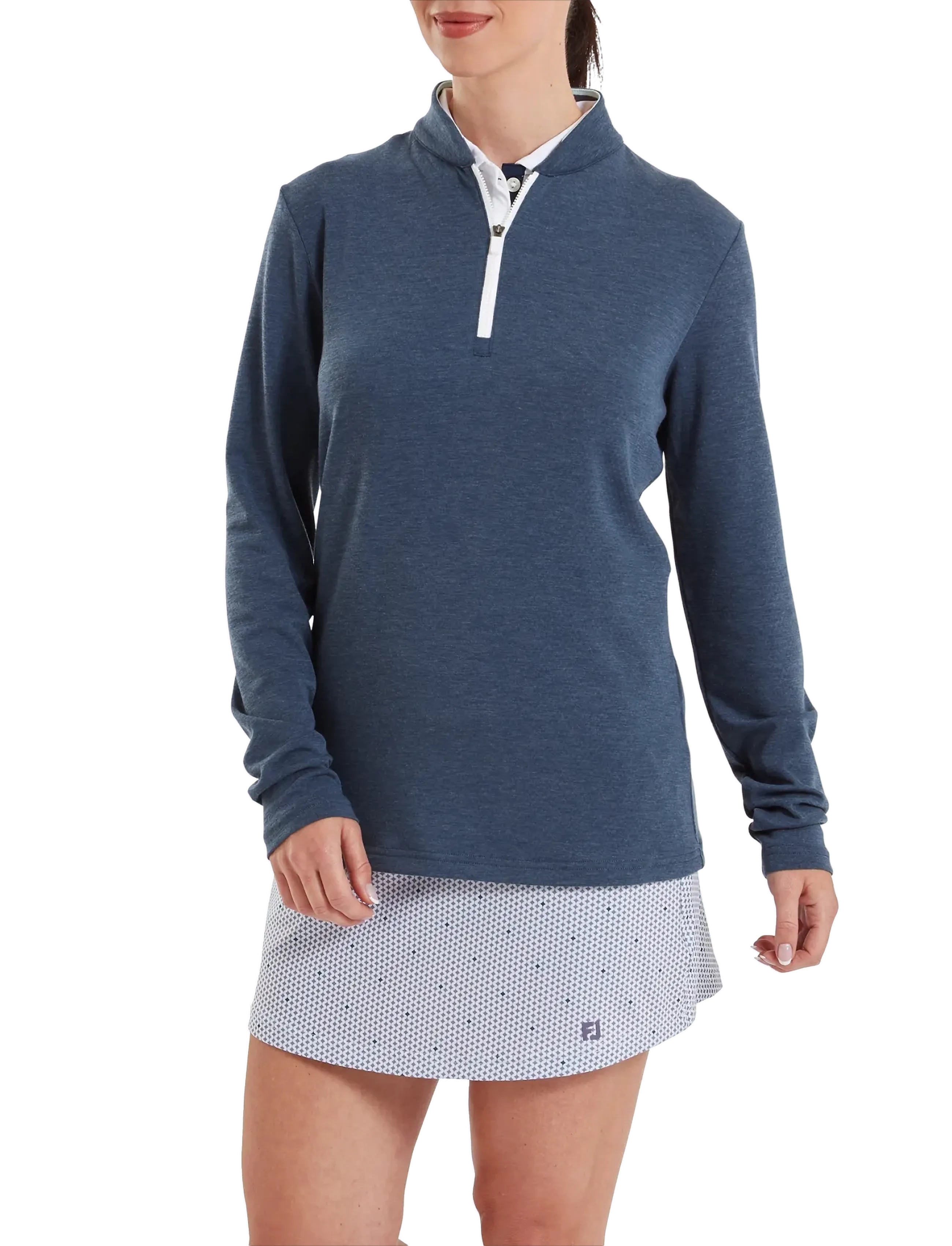 FootJoy 1/4 Zip Blade Collar Midlayer, Kvinder, Quarter Zip Mellemlag, Navy, Str: XL