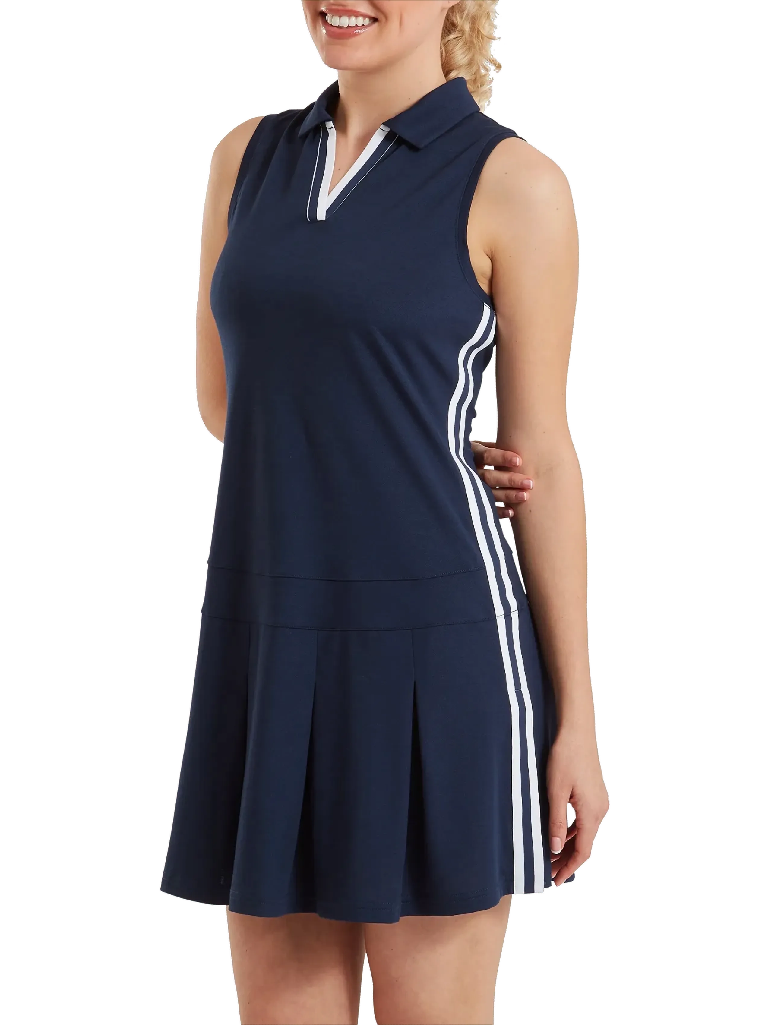 FootJoy Pleated Dress - Kleider - NAVY / WHITE / navy