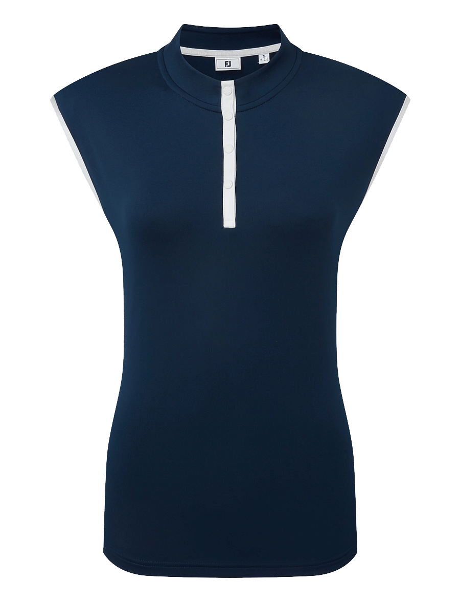FootJoy - Mock Neck Snap Polo - oberteile & t-shirts - navy / white - 0