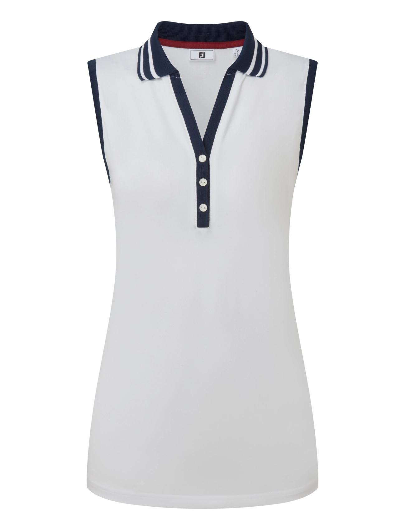 FootJoy Contrast Rib Knit Sleeveless Polo - Alles anzeigen - WHITE / NAVY / white