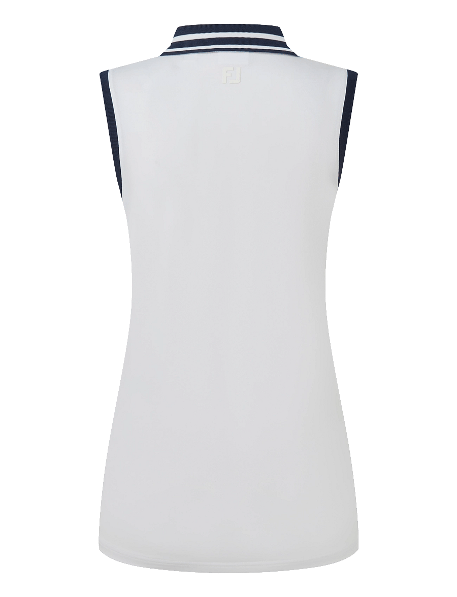 FootJoy - Contrast Rib Knit Sleeveless Polo - oberteile & t-shirts - white / navy - 2