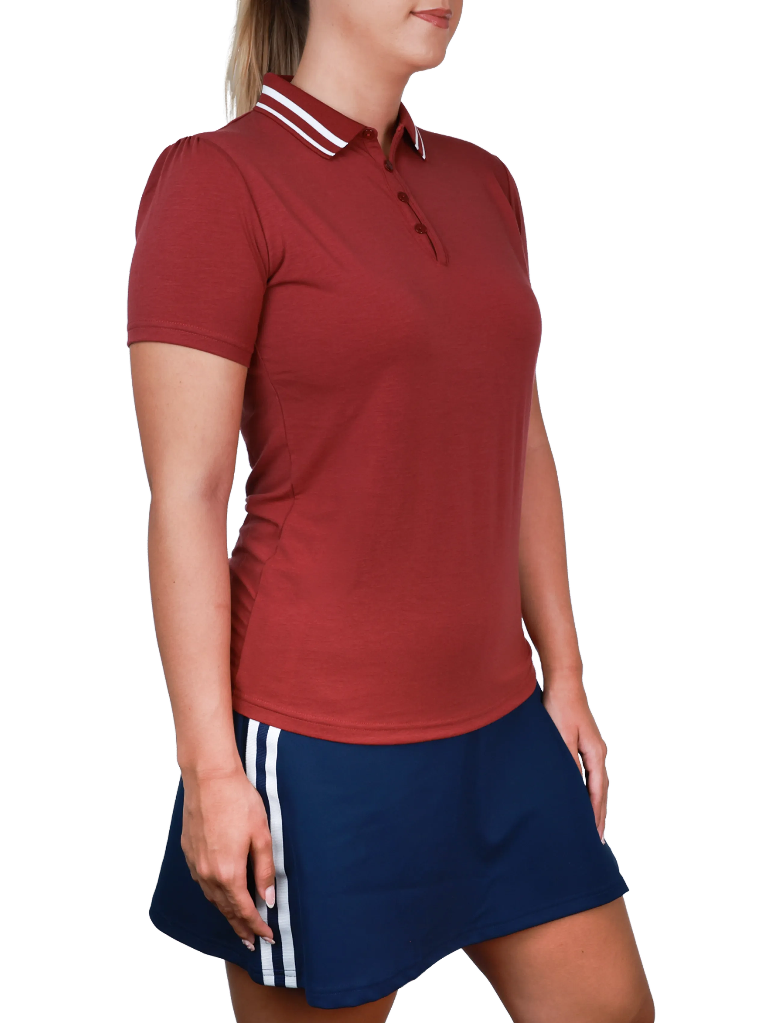 FootJoy Loop Button Polo, L, Sports Oberteile & T-shirts, Burgunderrot - Sport Polos, Frauen