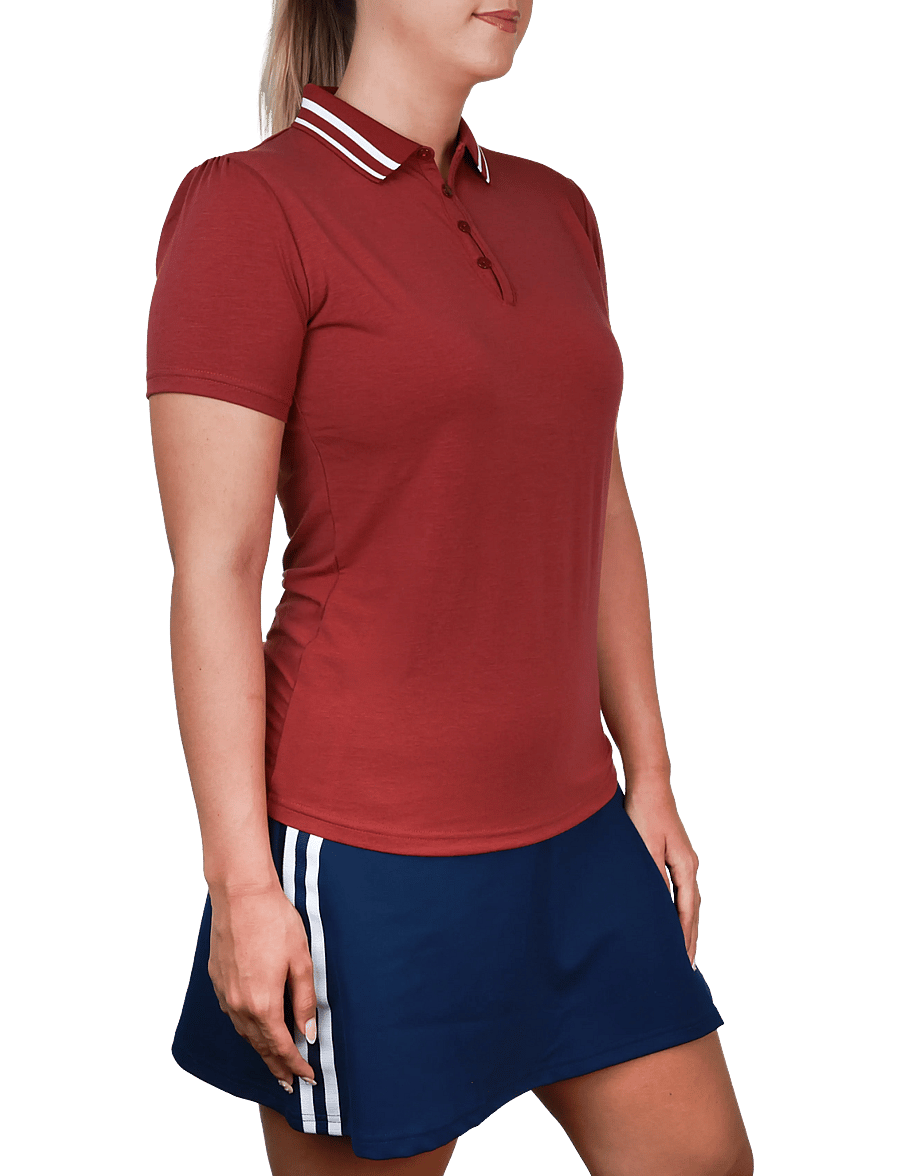 FootJoy - Loop Button Polo - oberteile & t-shirts - cranberry / white - 0