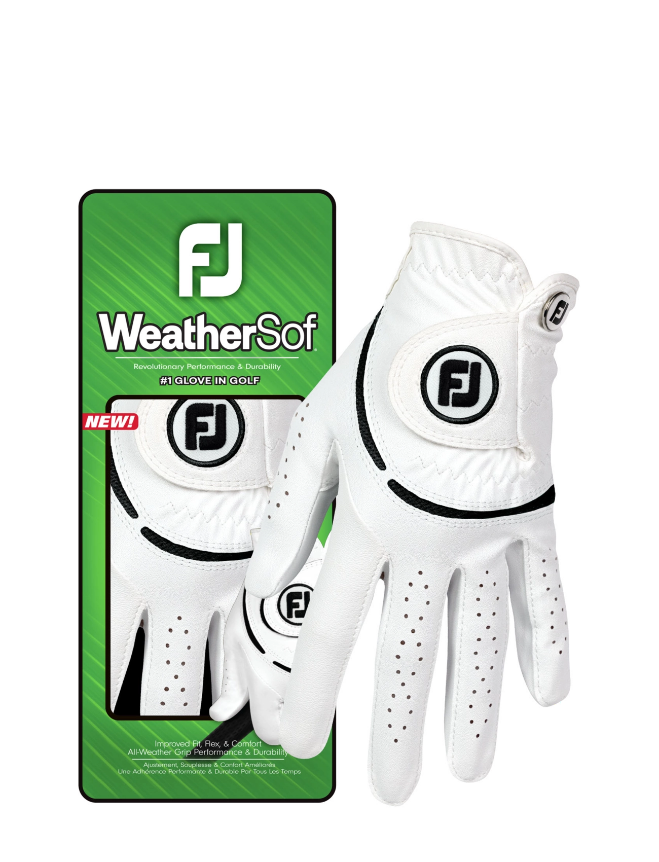 FootJoy Weathersof (Women), S/LEFT, White, Sport Golf Equipment > Sport Golf Gloves, Dame