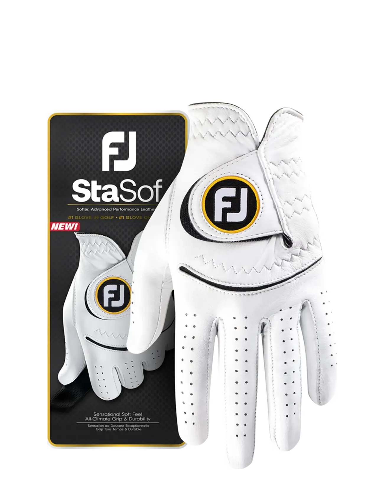 FootJoy Stasof (Women), M/LEFT, White, Sport Golf Equipment > Sport Golf Gloves, Dame