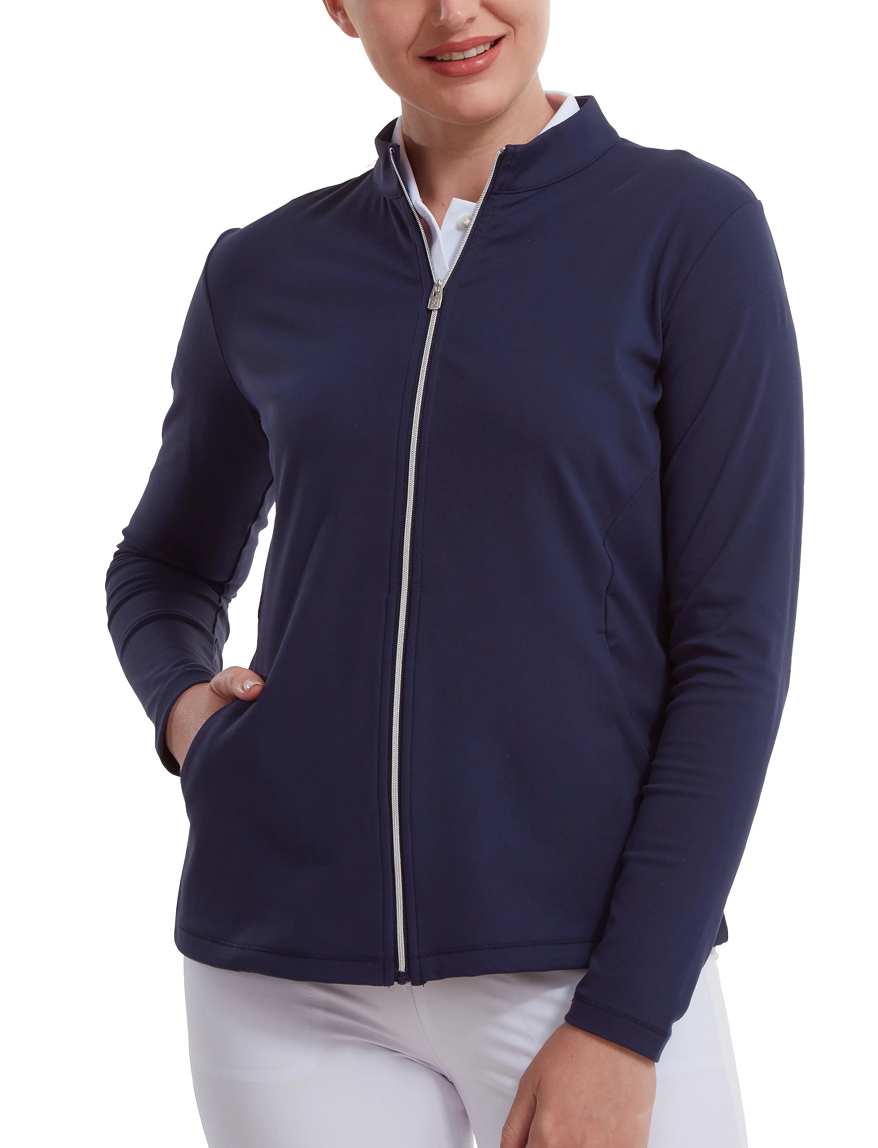 FootJoy Full-Zip Midlayer, XS, Navy, Sport Base Layers > Sport Base Layer Overdele, Dame