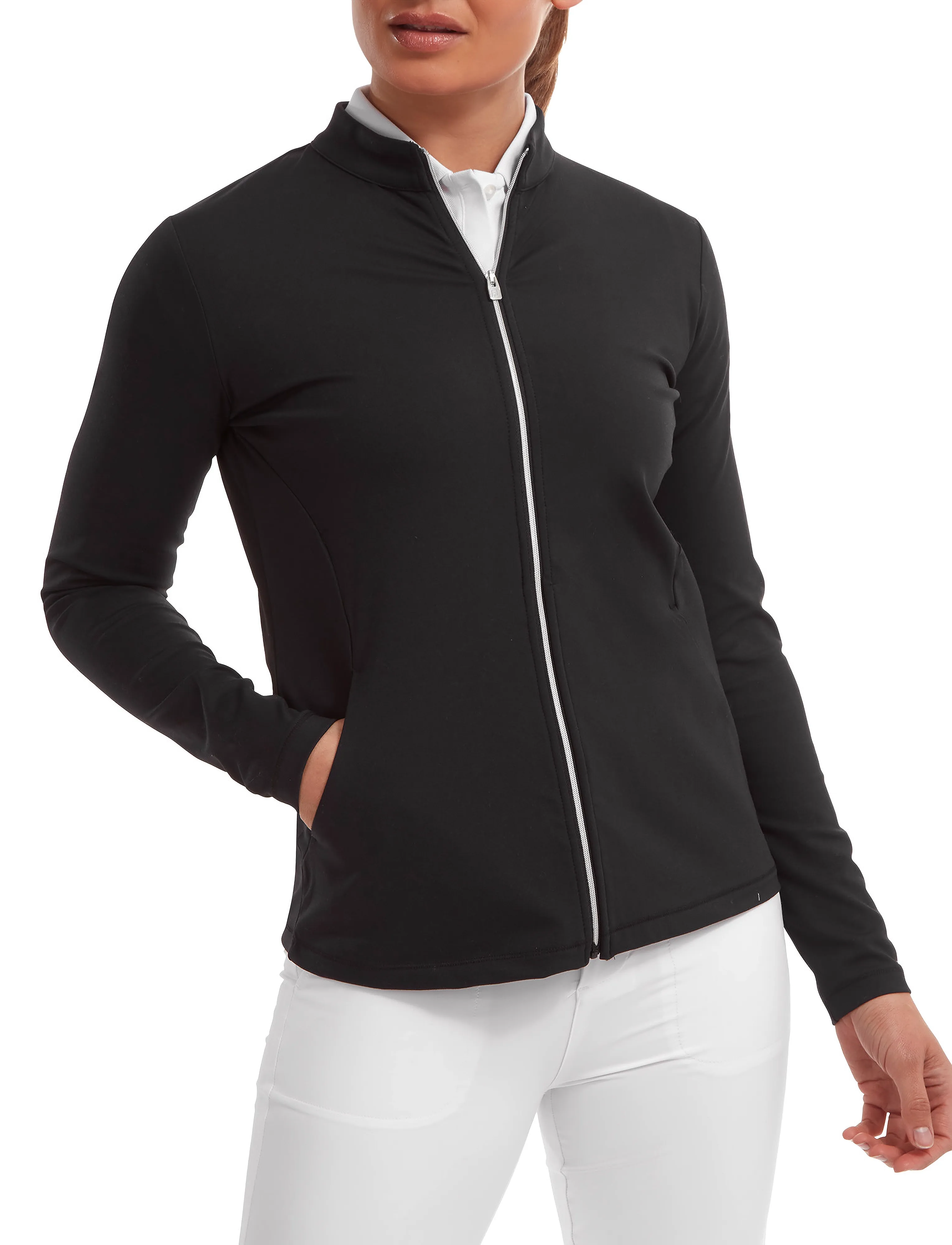 FootJoy Full-Zip Midlayer, S, Black, Sport Base Layers > Sport Base Layer Overdele, Dame