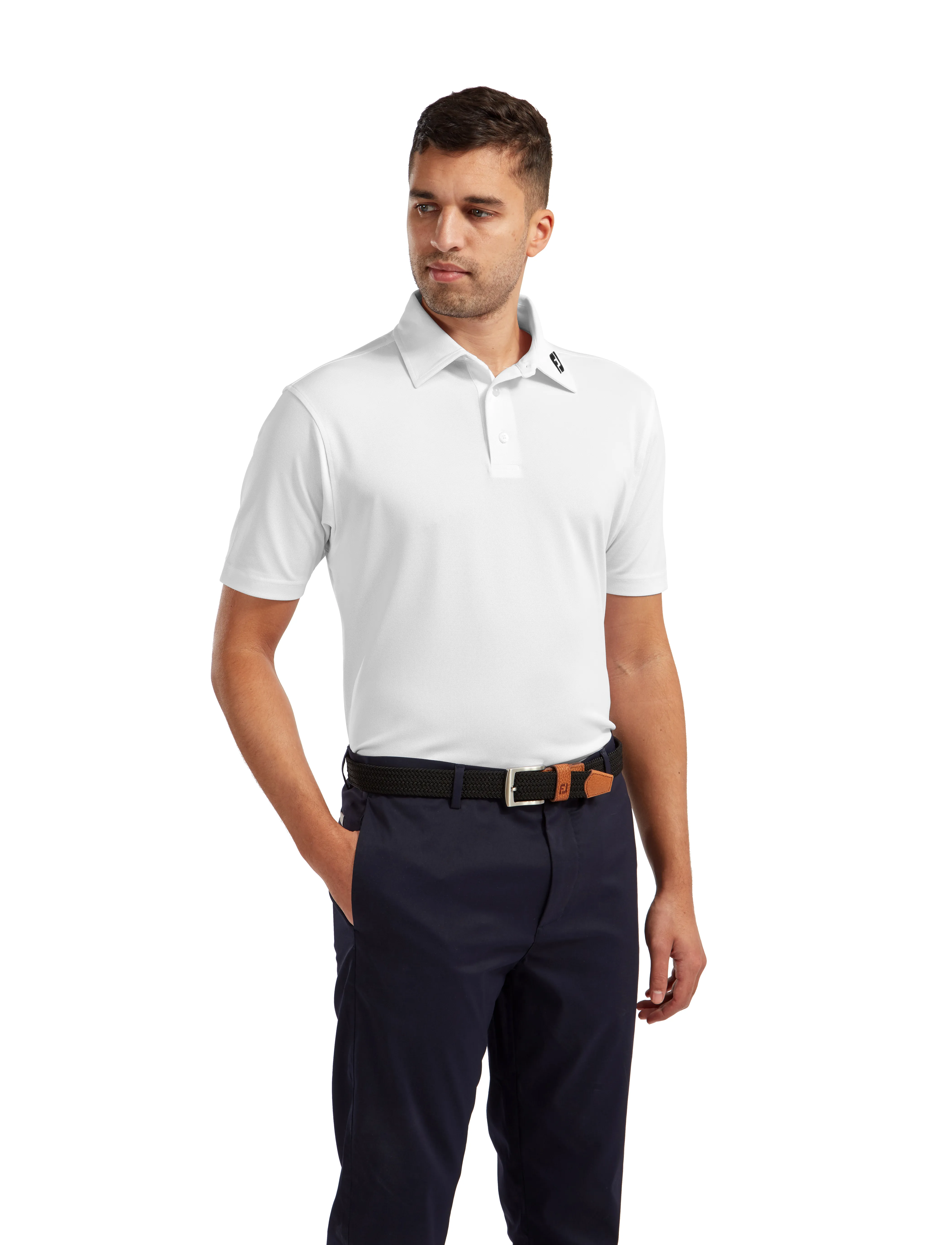 FootJoy Stretch Pique Solid, L, Sport Polos, Weiß - Short-sleeved Männerswear