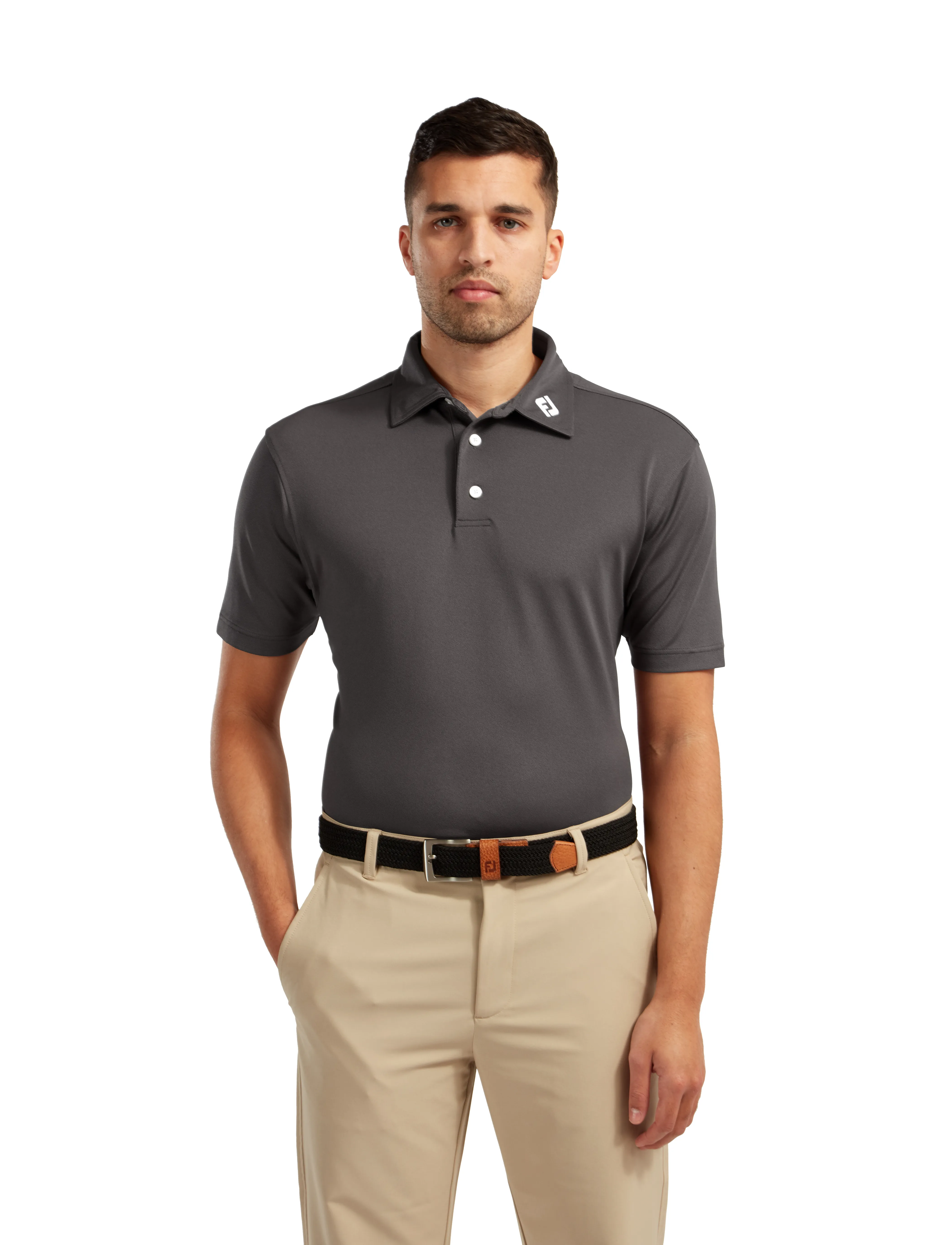 FootJoy Stretch Pique Solid, XL, Grey, Sport Polos > Sport Short-sleeved Polos, Herre