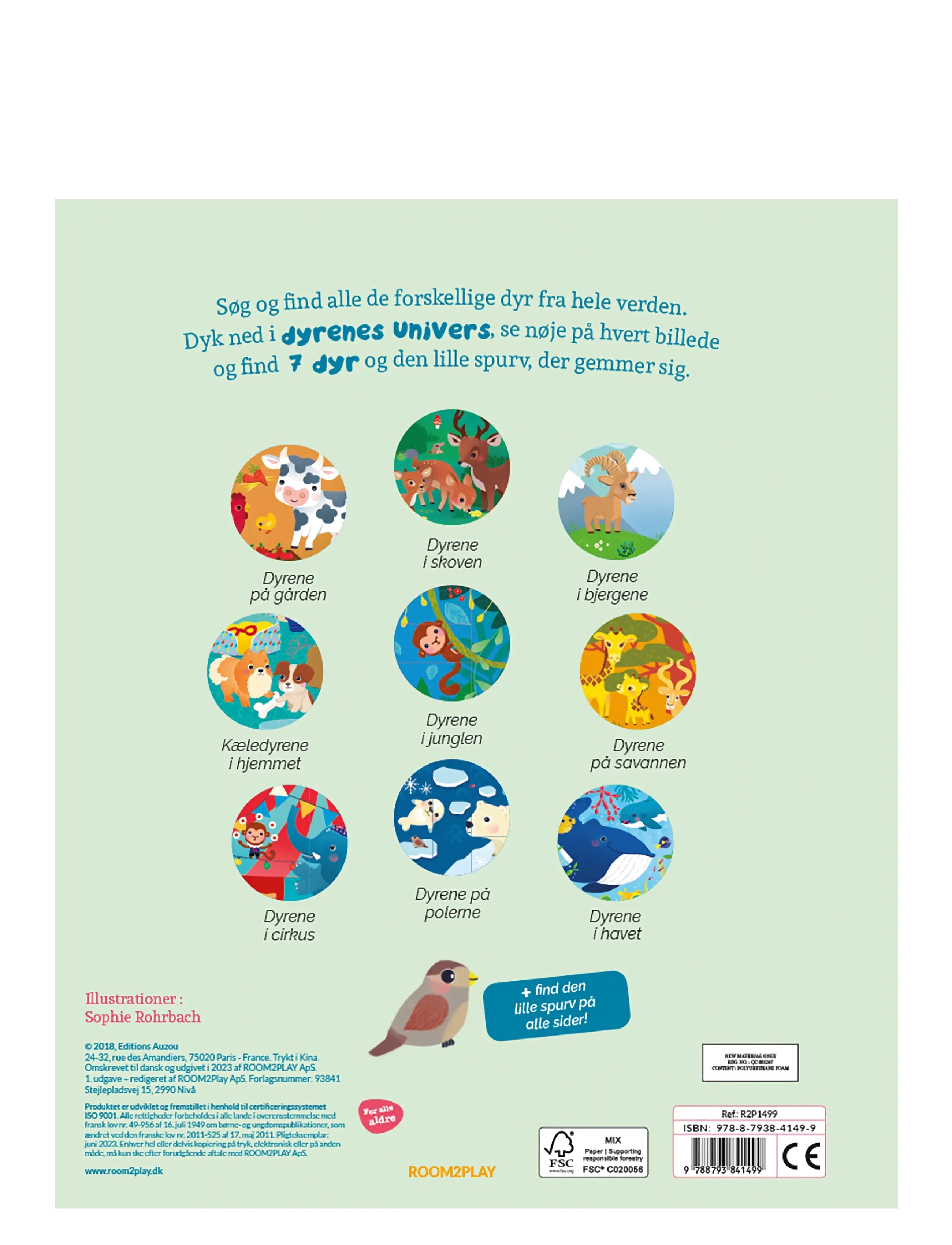 Forlaget Room2Play - Search and Find - Animals (Danish) - pædagogiske bøger - green - 1