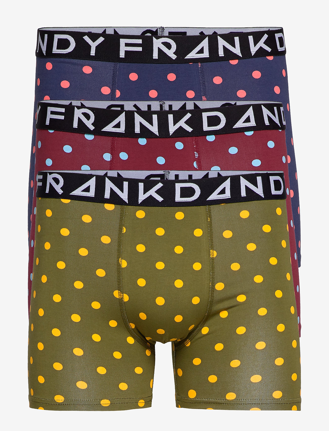 Frank Dandy - 3 Pack Plain Dot Boxer - dk blue/dk red/dk green - 0