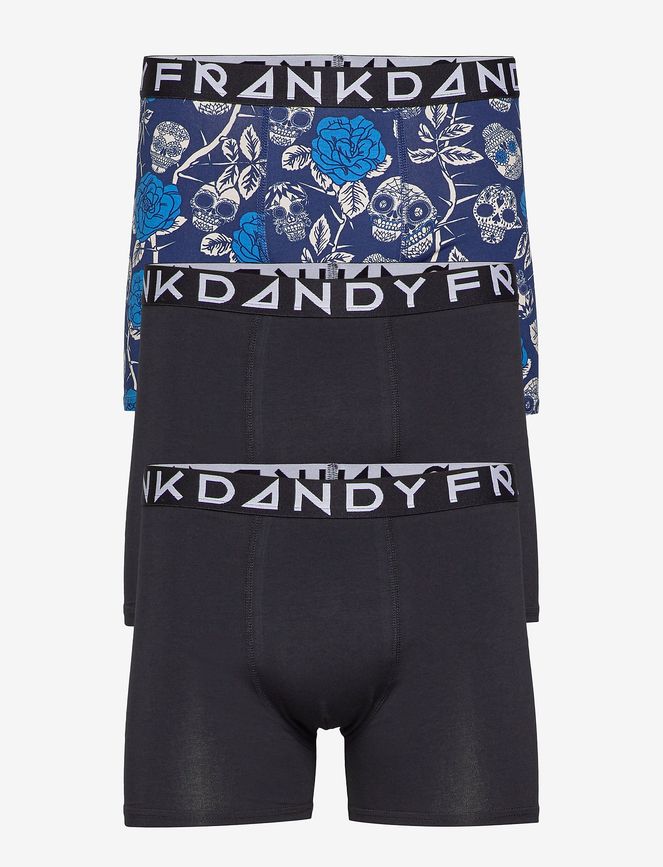 Frank Dandy - 3 Pack Sculls and Roses Boxer - blue/black - 0
