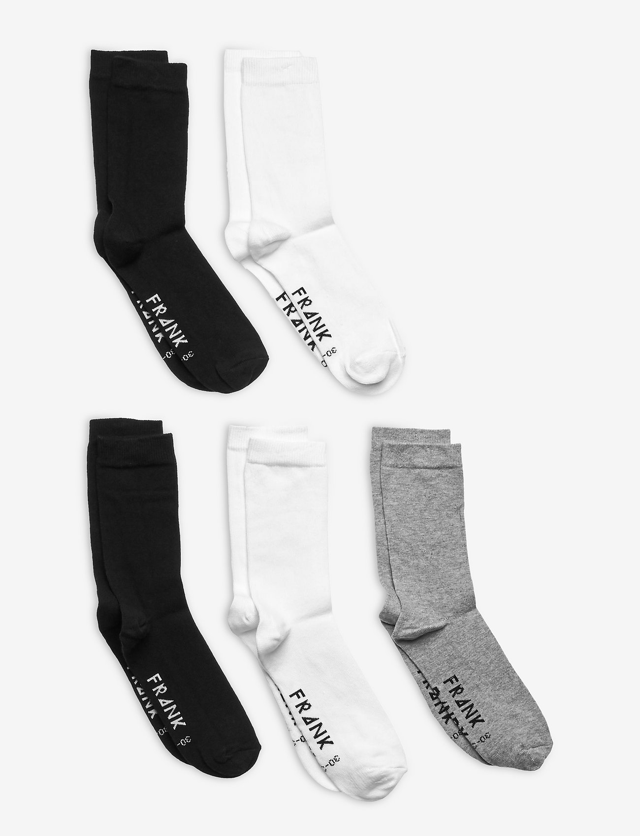 Frank Dandy - BO.5P Organic Crew Sock Junior - mažiausios kainos - black/white/grey melange - 0