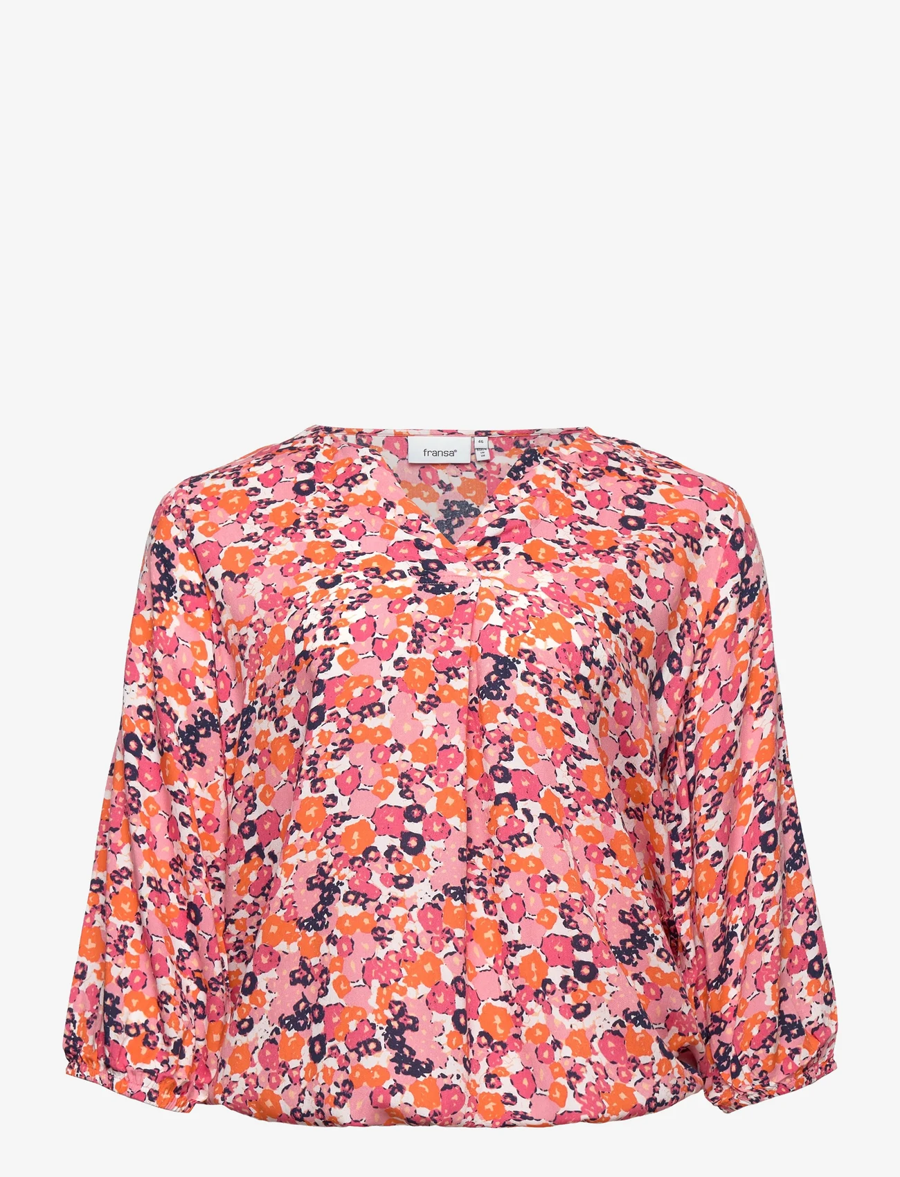 Fransa Curve - FPMERLA BL 1 - blouses met lange mouwen - camellia rose aop ms23 donuts - 0