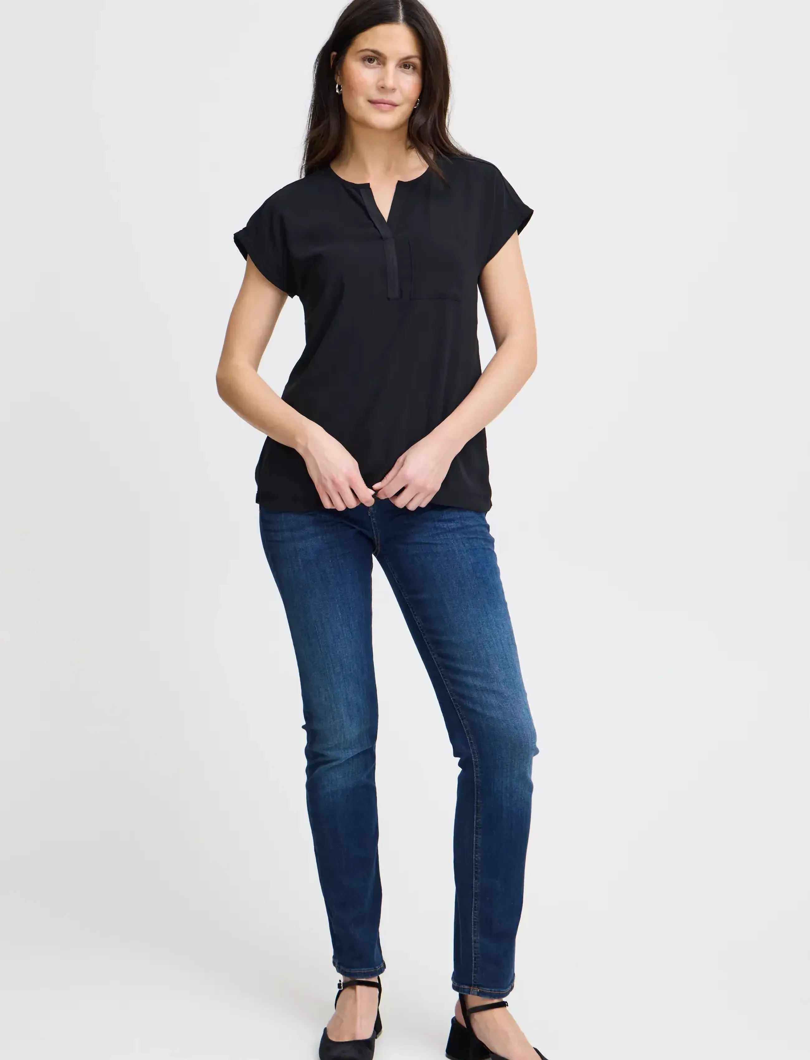 Fransa - FRZAWOV 2 BLOUSE - t-shirts - black - 1